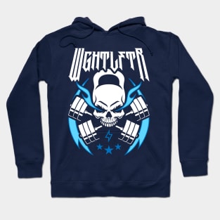 WGHTLFTR / Weightlifter (Kettlebell Skull Cross Barbell) Blue Blaze Hoodie